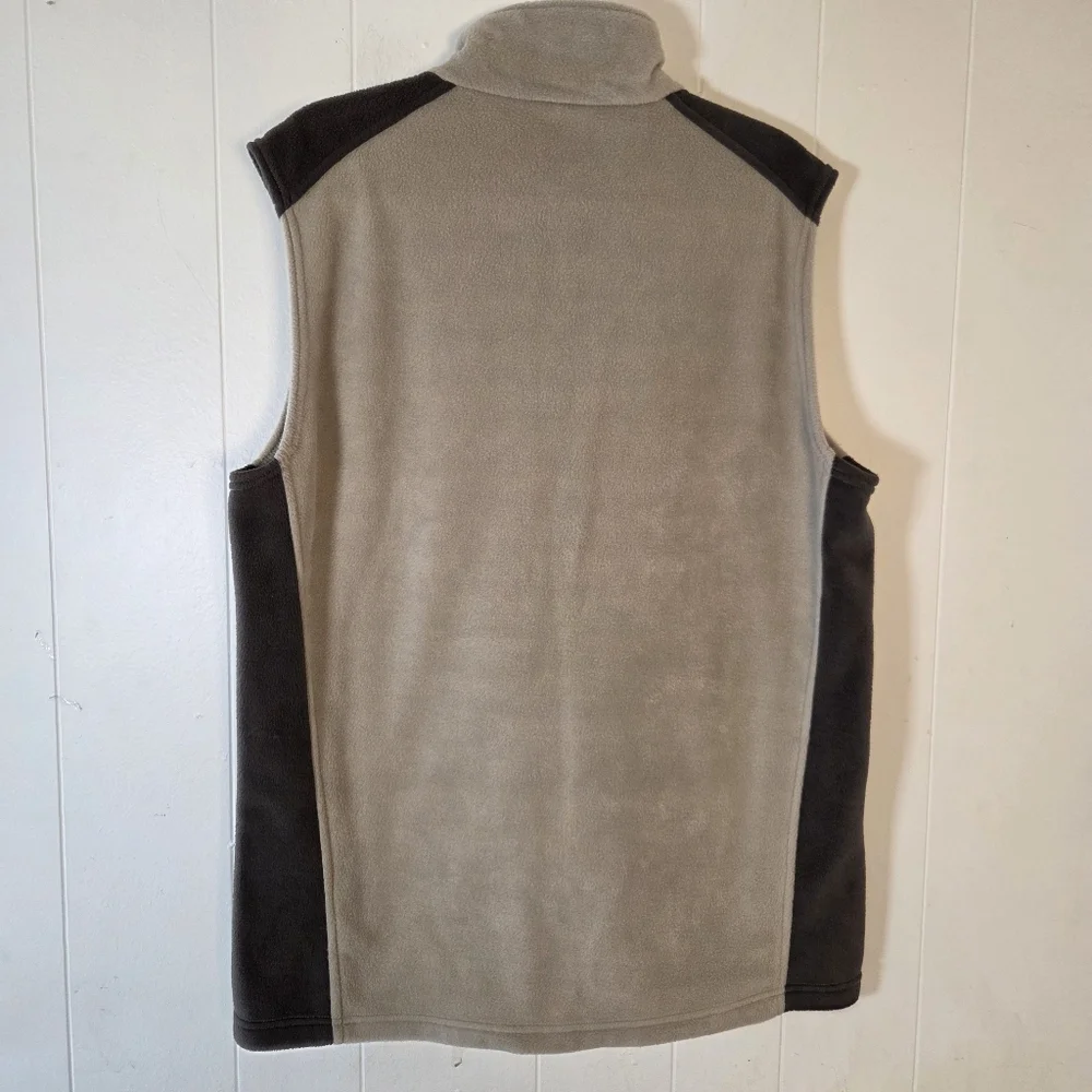 Columbia Steens Mountain Fleece Tan Black Zip Vest Size Large Tall